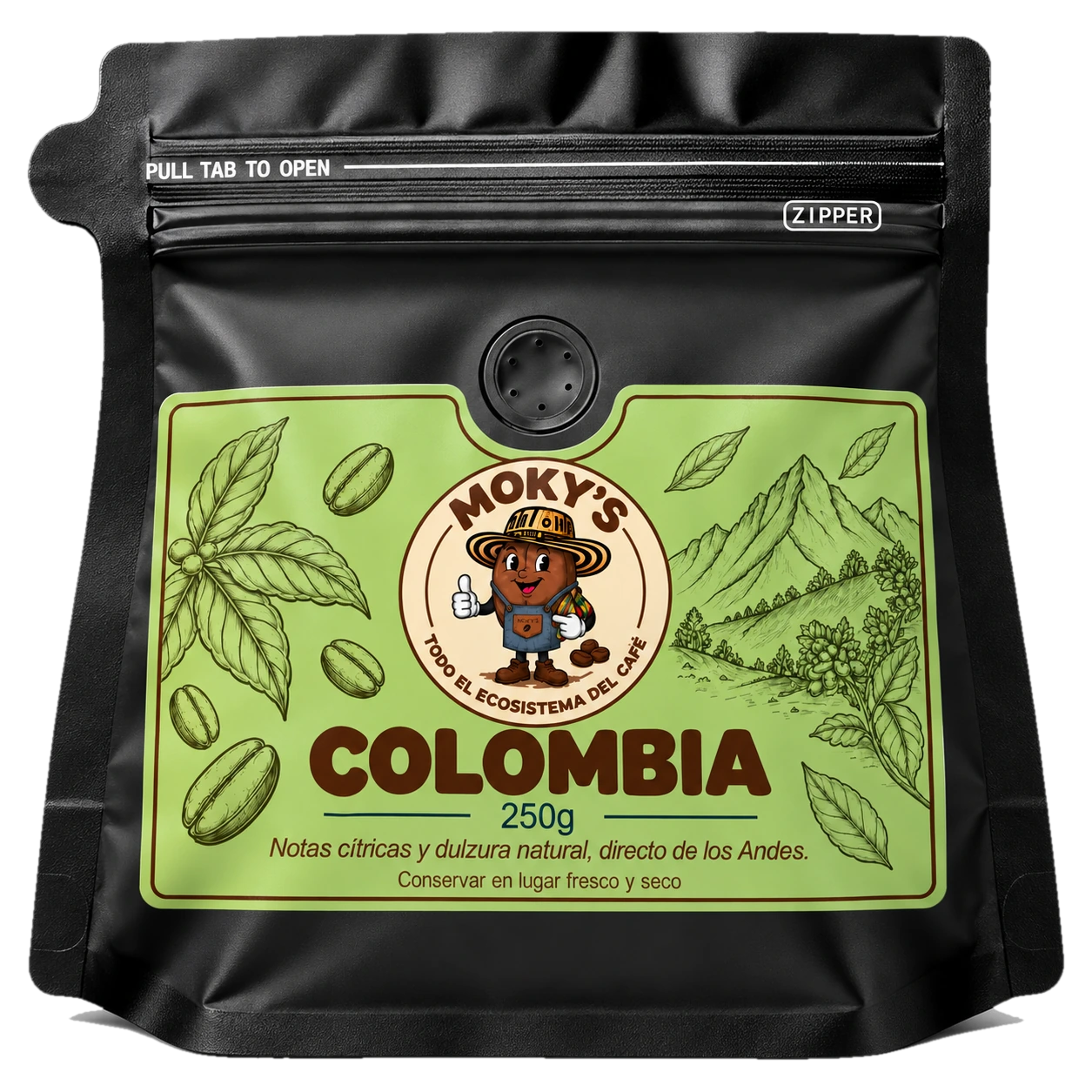 Café Moky's Colombia, bolsa de 250 g molido
