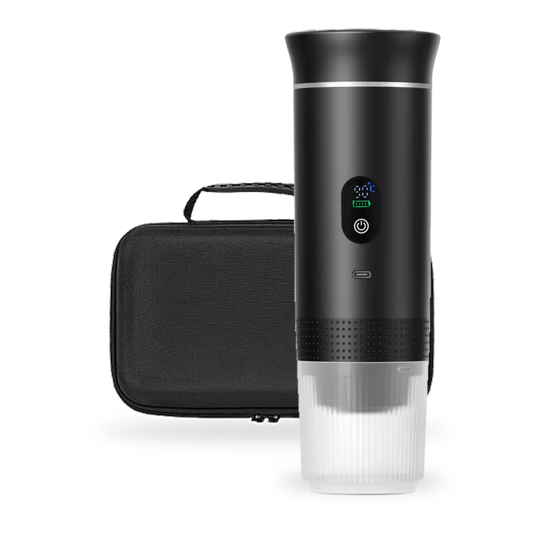 Moky Go — Travel Edition — cafetera espresso portátil con estuche de viaje, color Negro